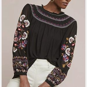 XS black embroidered Anthro top